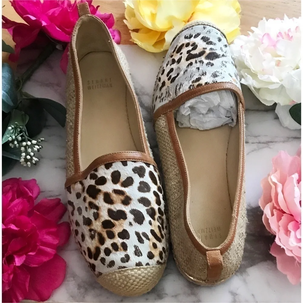 Stuart Weitzman Leopard Animal Print Espadrilles​​​​​​​